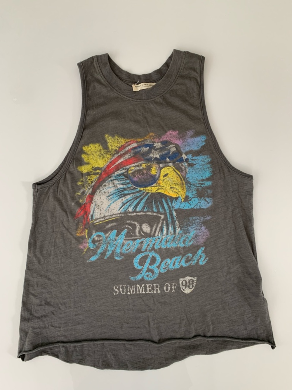 Spell Mermaid Beach Graphic Tank S Boho Vintage Eagle Beach Festival Top - Picture 2 of 8